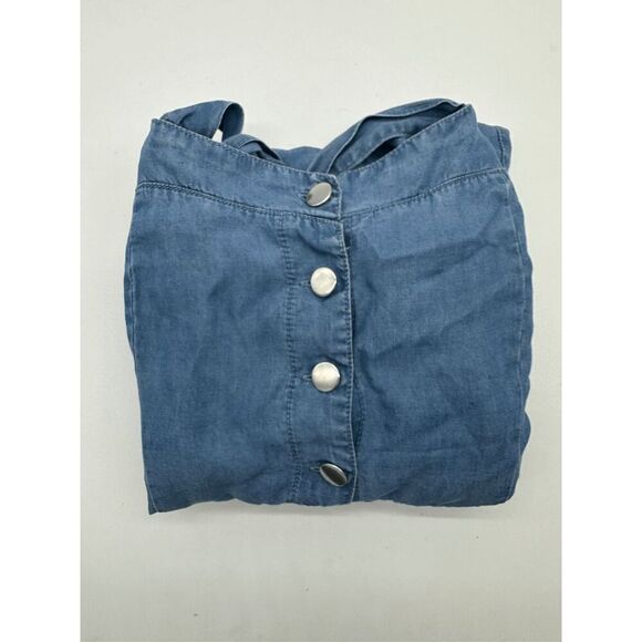 Romper with Shorts One Piece with Buttons & Pockets Blue Jeans One Piece Sz L - Picture 1 of 7
